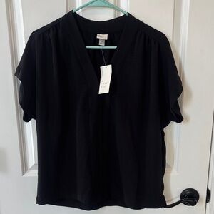 a new day Black V-Neck Blouse